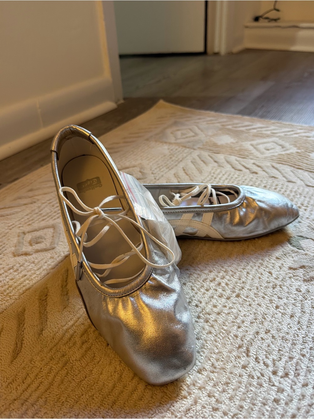 Onitsuka Tiger Gymnarnia Metallic Silver Ballet Flats